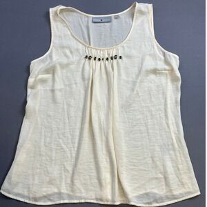 Avenue Studio Women's Sleeveless Top‎ Plus Size 18/20 Cream Blouse Beads